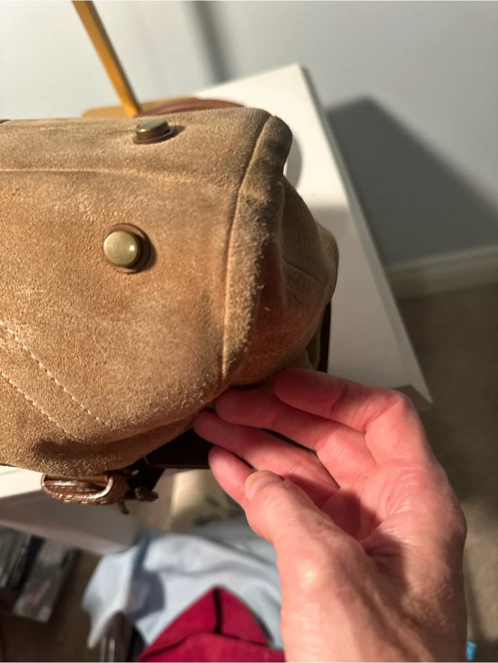 Vintage Coach Camel Suede SoHo Leather Satchel, No. 9674, Brass Hardware